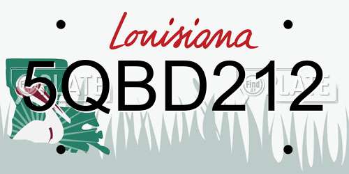 5QBD212 Louisiana License Plate
