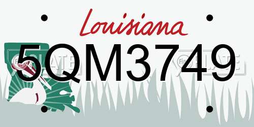 5QM3749 Louisiana License Plate