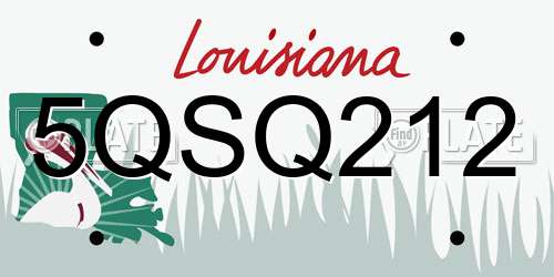 5QSQ212 Louisiana License Plate