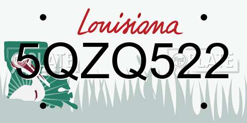 5QZQ522 Louisiana License Plate