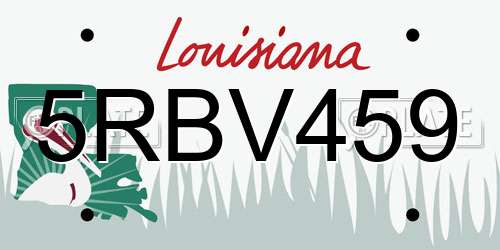 5RBV459 Louisiana License Plate