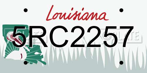 5RC2257 Louisiana License Plate