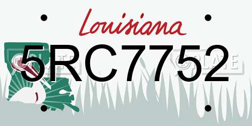 5RC7752 Louisiana License Plate