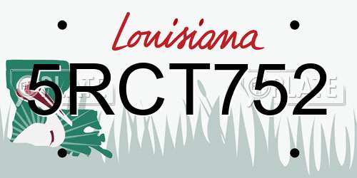 5RCT752 Louisiana License Plate