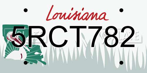 5RCT782 Louisiana License Plate