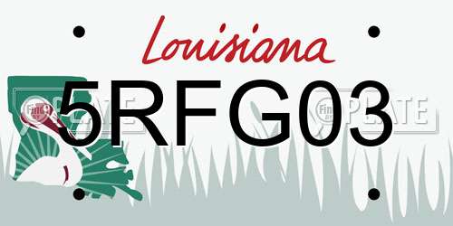 5RFG03 Louisiana License Plate