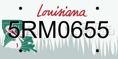 5RM0655 Louisiana License Plate