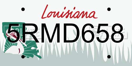 5RMD658 Louisiana License Plate