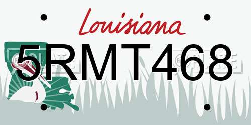 5RMT468 Louisiana License Plate