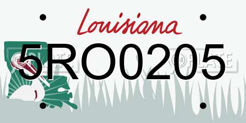 5RO0205 Louisiana License Plate