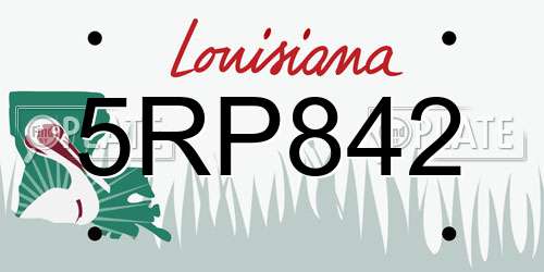 5RP842 Louisiana License Plate