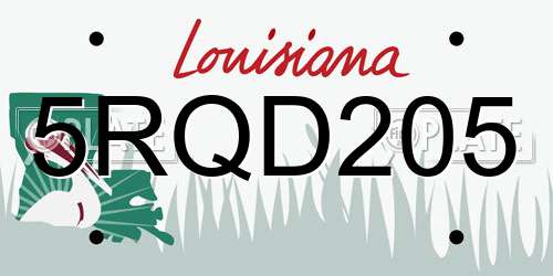 5RQD205 Louisiana License Plate