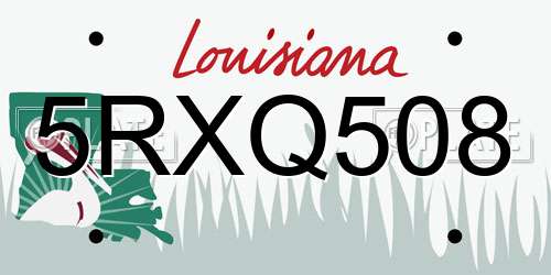 5RXQ508 Louisiana License Plate
