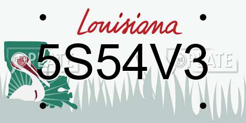 5S54V3 Louisiana License Plate