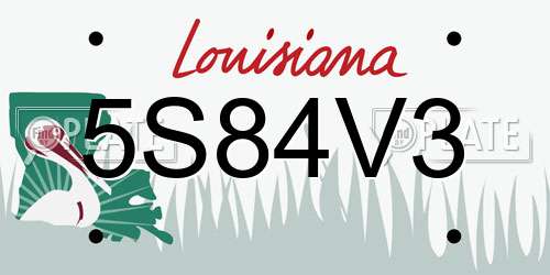 5S84V3 Louisiana License Plate