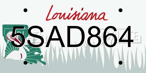 5SAD864 Louisiana License Plate