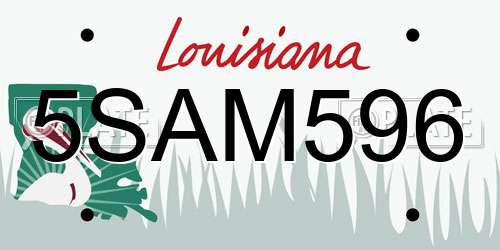 5SAM596 Louisiana License Plate