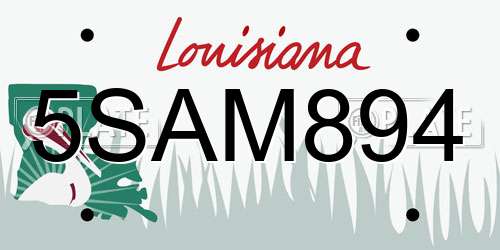 5SAM894 Louisiana License Plate