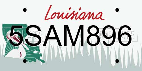 5SAM896 Louisiana License Plate