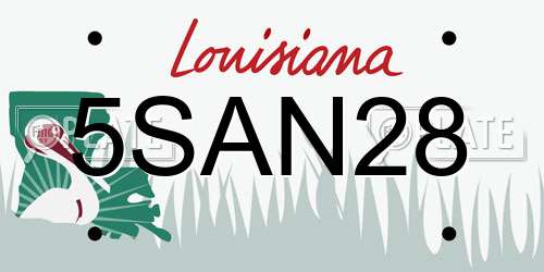 5SAN28 Louisiana License Plate