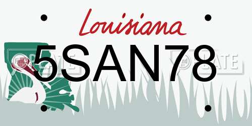 5SAN78 Louisiana License Plate