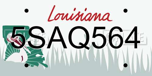 5SAQ564 Louisiana License Plate