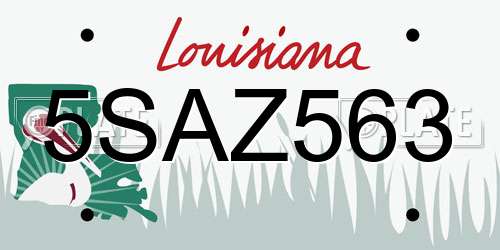5SAZ563 Louisiana License Plate