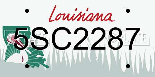 5SC2287 Louisiana License Plate