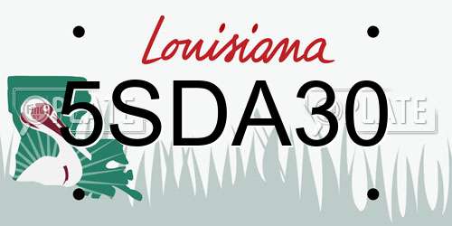 5SDA30 Louisiana License Plate