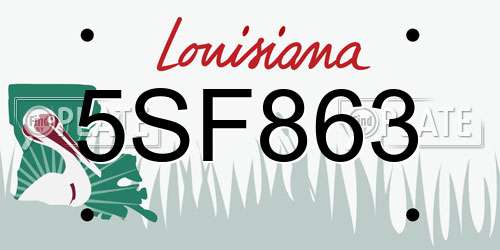 5SF863 Louisiana License Plate