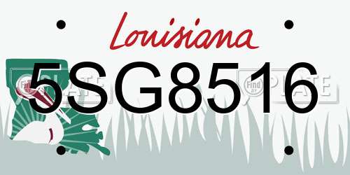 5SG8516 Louisiana License Plate
