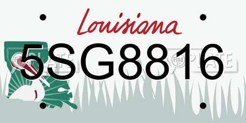 5SG8816 Louisiana License Plate