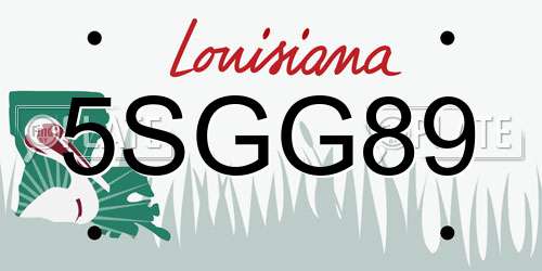 5SGG89 Louisiana License Plate