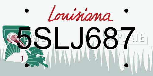5SLJ687 Louisiana License Plate