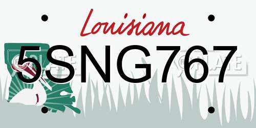 5SNG767 Louisiana License Plate