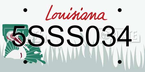 5SSS034 Louisiana License Plate