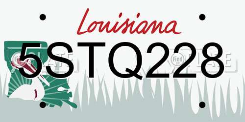 5STQ228 Louisiana License Plate