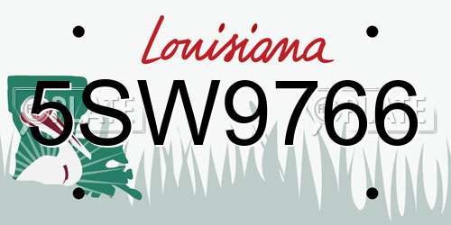 5SW9766 Louisiana License Plate
