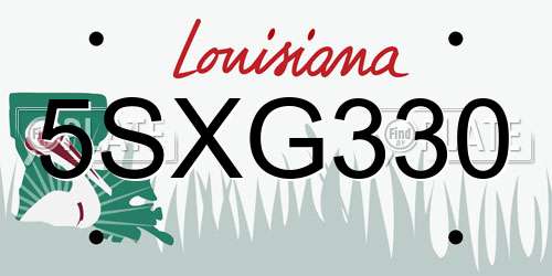 5SXG330 Louisiana License Plate