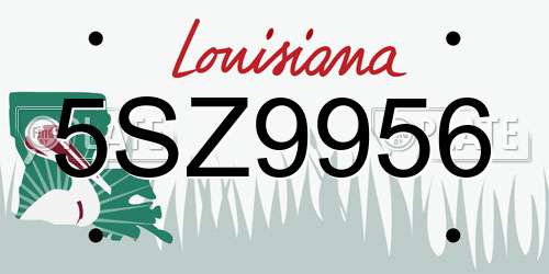 5SZ9956 Louisiana License Plate