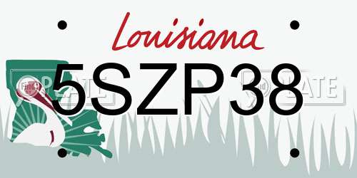 5SZP38 Louisiana License Plate