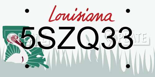 5SZQ33 Louisiana License Plate