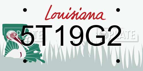 5T19G2 Louisiana License Plate