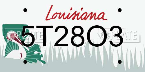 5T28O3 Louisiana License Plate