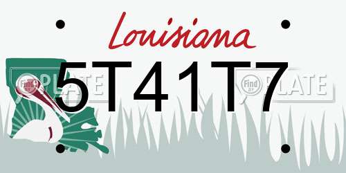 5T41T7 Louisiana License Plate