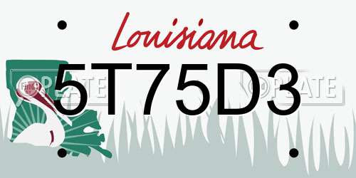 5T75D3 Louisiana License Plate
