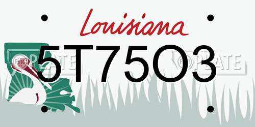 5T75O3 Louisiana License Plate