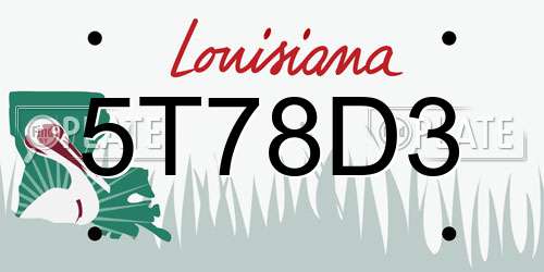5T78D3 Louisiana License Plate