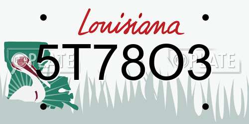 5T78O3 Louisiana License Plate