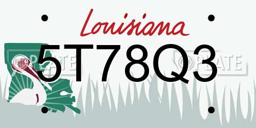 5T78Q3 Louisiana License Plate